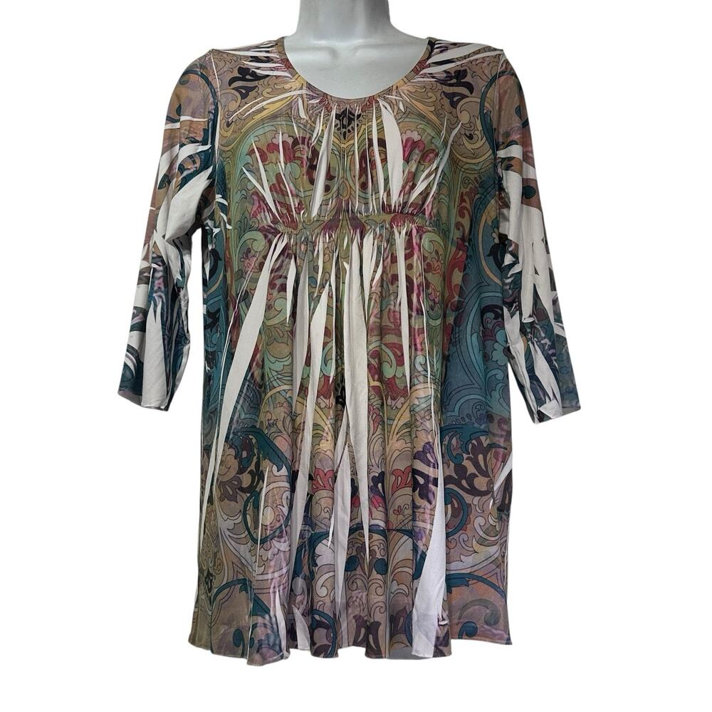 Design Works XL Blouse Sublimation Style Top Shirt Colorful Stretch